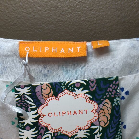 Oliphant Corfu Blue Smocked Square Neck Mini Dress NEW WITH TAGS LARGE - Picture 2 of 9